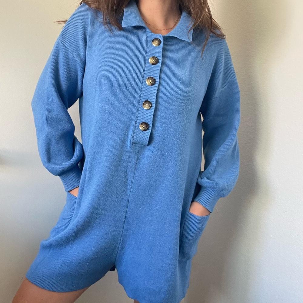 Knit long sleeve romper